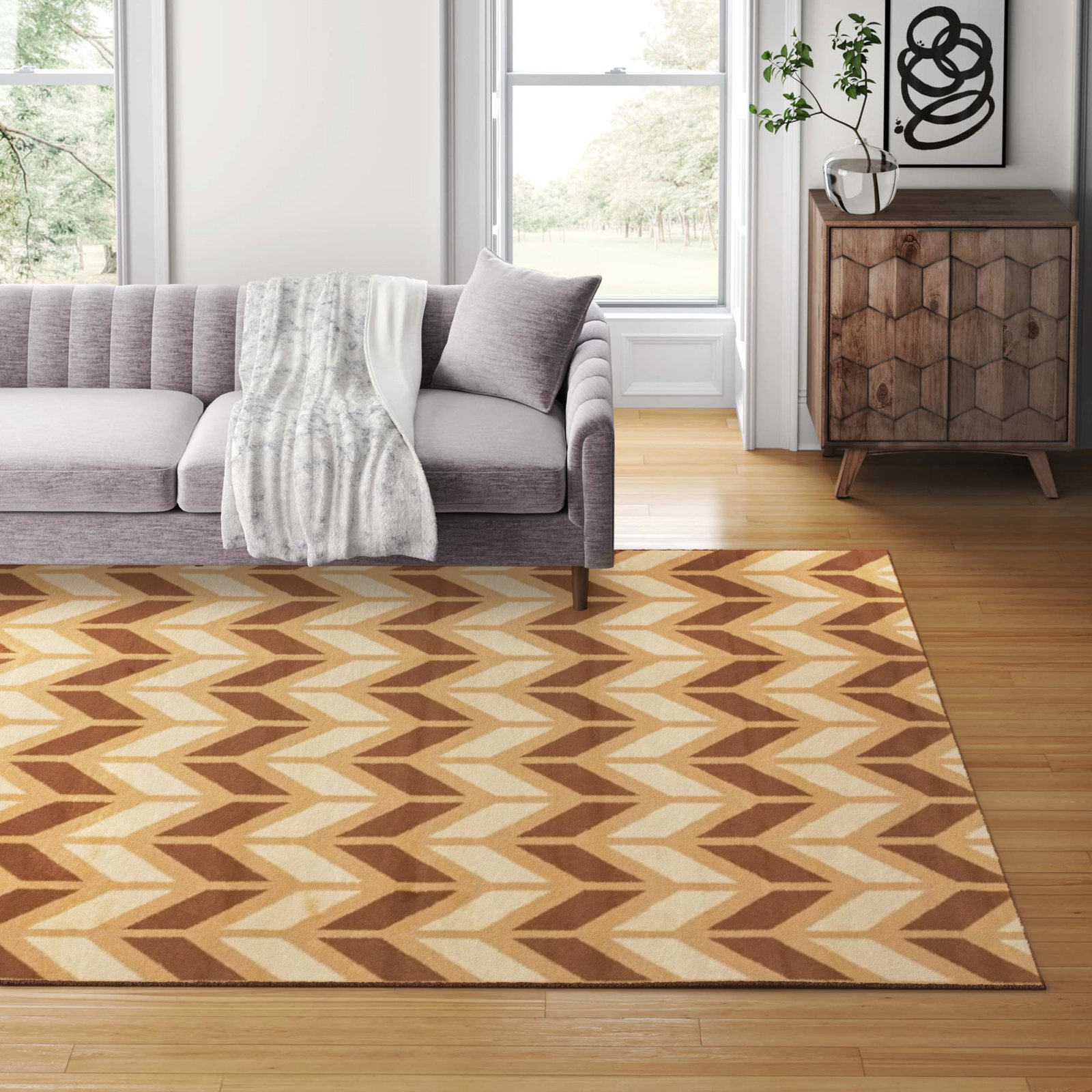 Mercury Row® Shuster Bourban Chevron Area Rug | Wayfair